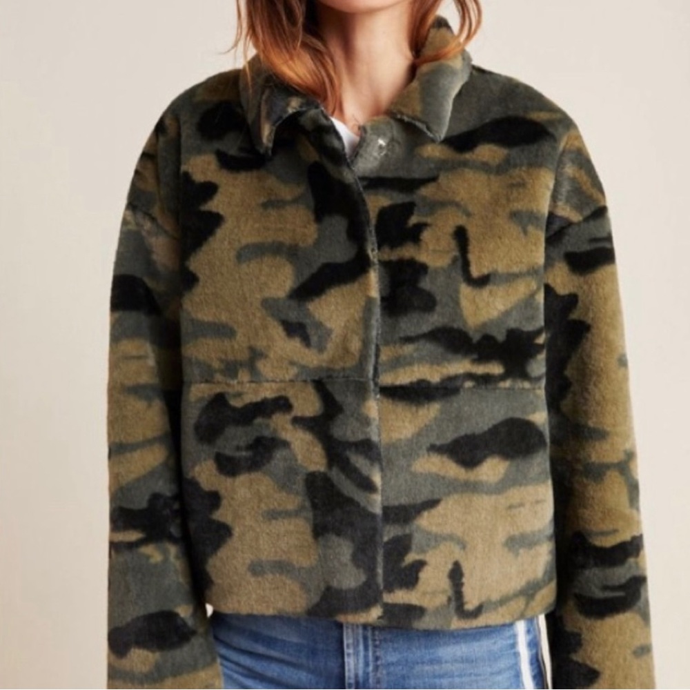 ANTHROPOLOGIE - NVLT - Camo Faux Fur Jacket - Women’s Size Large - NEW
